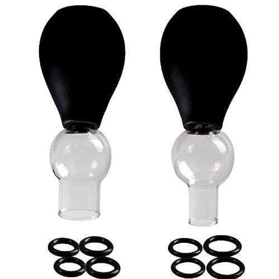 Bondara Bondara Perk Up Glass O-Ring Nipple Sucker Set Black Nipple Toys & Clit Toys