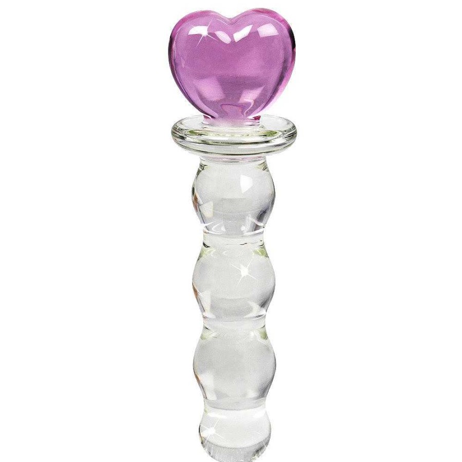 Glacier Glacier Glass Cupid'S Arrow Dildo - 8 Inch Clear With A Pink Heart Dildos