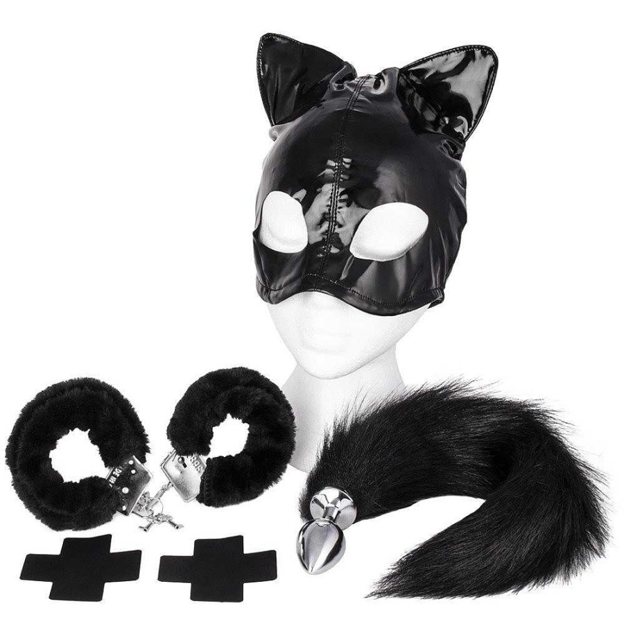 Bondara Bondara Meow-Wow Bondage And Kitten Play Bundle Black Butt Plugs