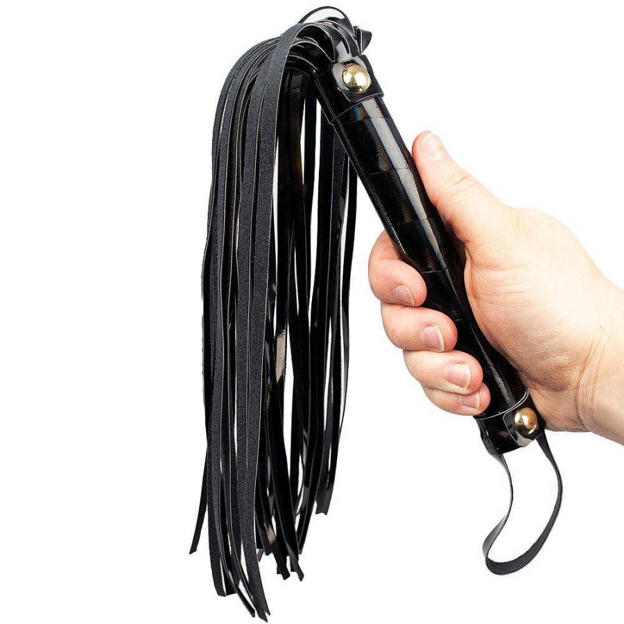 Luxe Bondara Luxe Pleasure Prism Pu Flogger - 18 Inch Irridescent Black & Gold Floggers, Whips & Ticklers