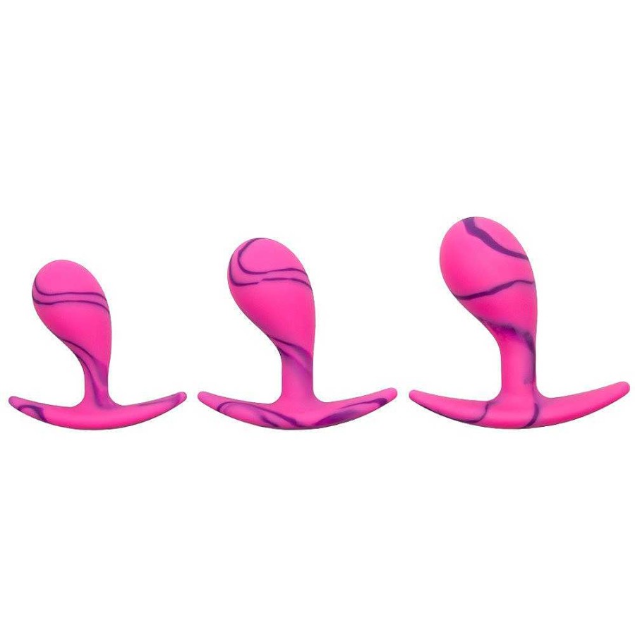 Bondara Mon Amour Pink Marble Silicone P-Spot Plug - 2.2, 2.5 Or 3 Inch Pink And Purple Marble Anal Toys