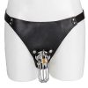 Torment Torment Men'S Leather Chastity Harness With Cock Cage Black Chastity Devices