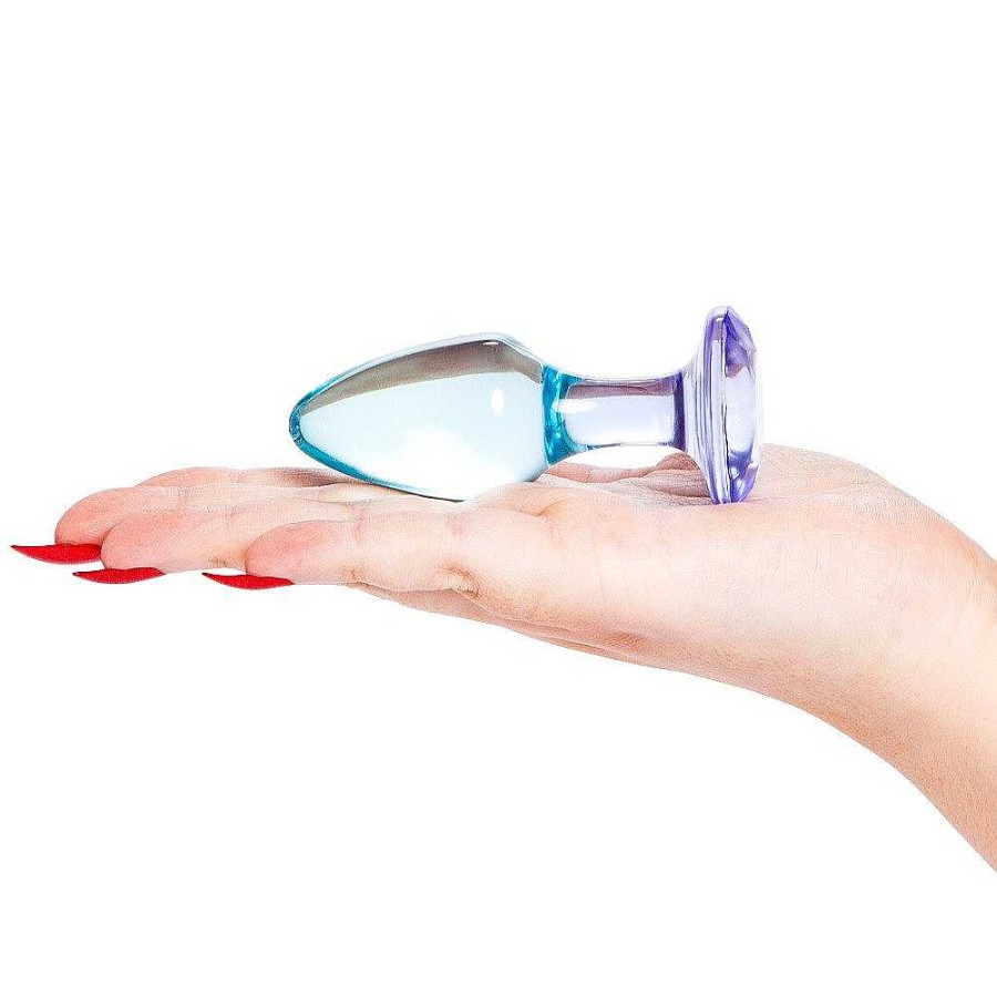 Bondara Bondara Precious Gem Blue Acrylic Butt Plug - 3.7 Or 4.3 Inch Clear Blue & Purple Anal Toys