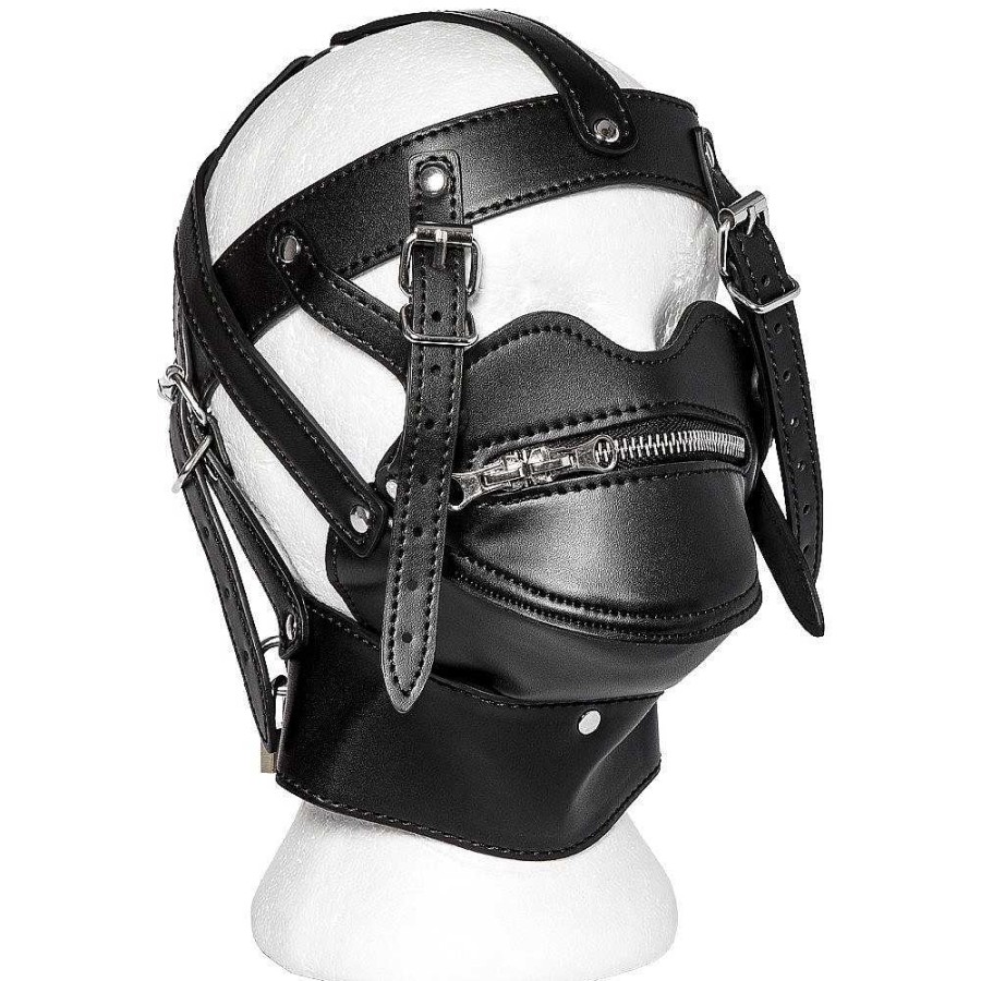 Bondara Edge Bondara Edge Pipe Down Pvc Bondage Hood With Lockable Zip Mouth Black Fetish Clothing