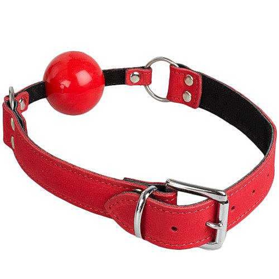 Luxe Bondara Luxe Nubuck Leather Ball Gag Red Ball Gags & Mouth Gags