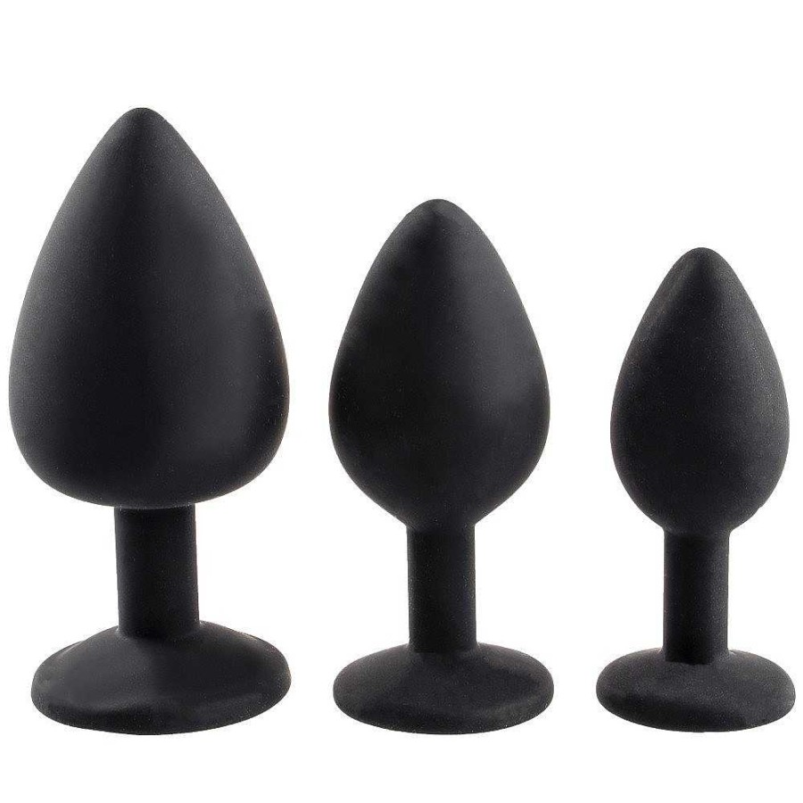 Bondara Bejewelled Silicone Butt Plug - 2.5, 3 Or 3.5 Inch Black Anal Toys