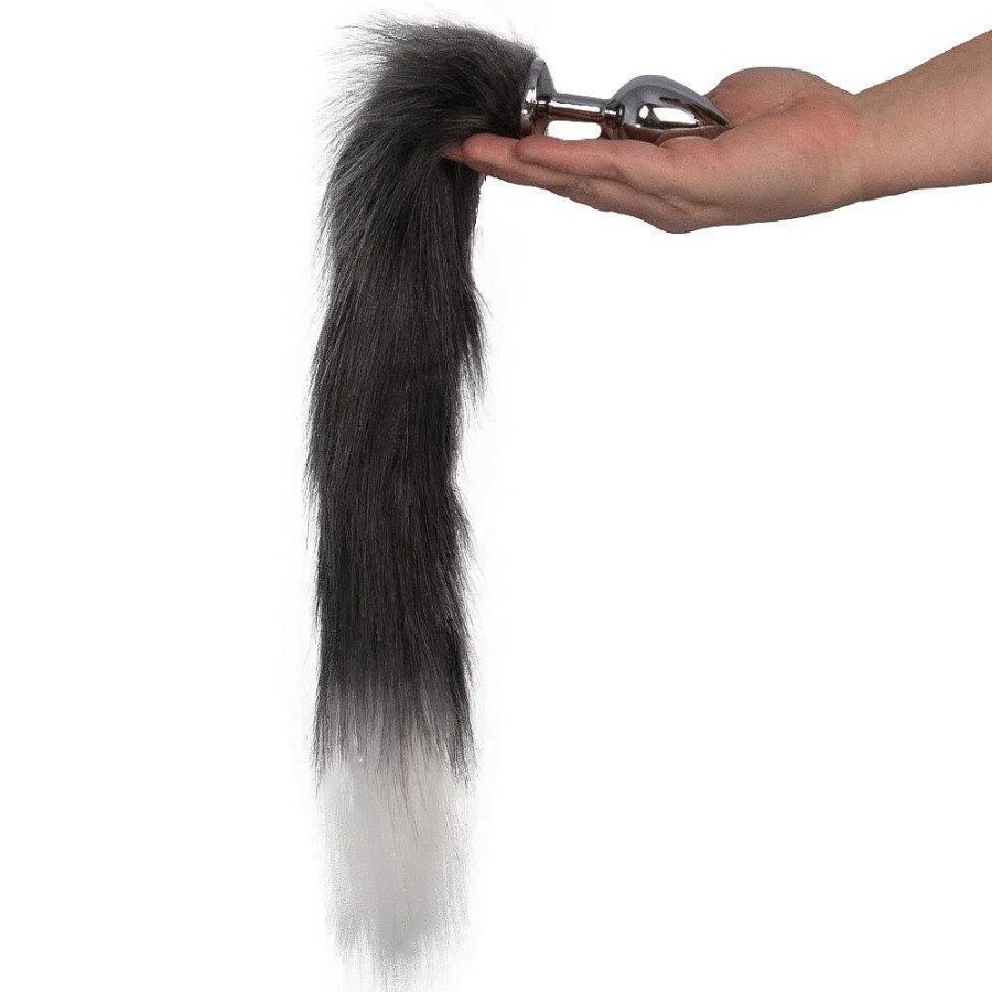 Kinky Tails Kinky Tails Vixen Faux Fur Stainless Steel Tail Butt Plug Grey Anal Toys