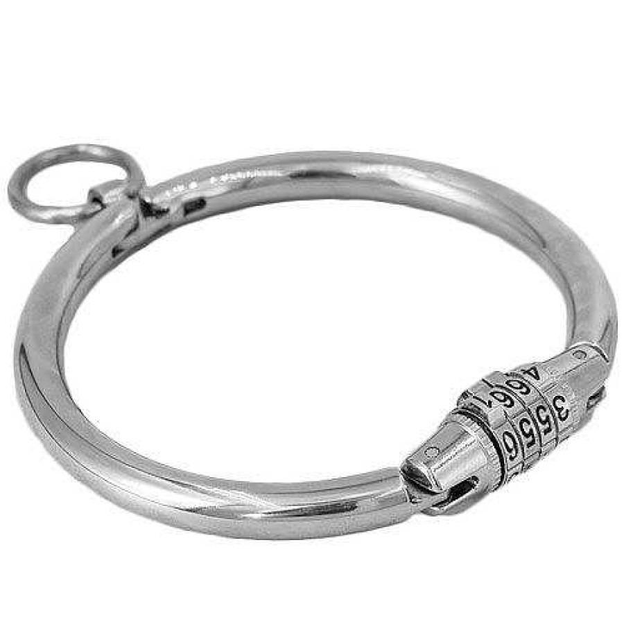 Luxe Torment Stainless Steel Combination Lock Collar Silver Bondage Restraints & Handcuffs