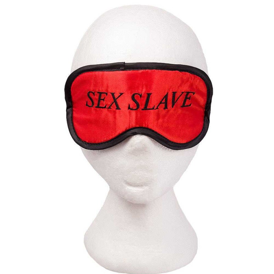 Bondara Sex Slave Satin Embroide Eye Mask Red Blindfolds, Hoods & Masks