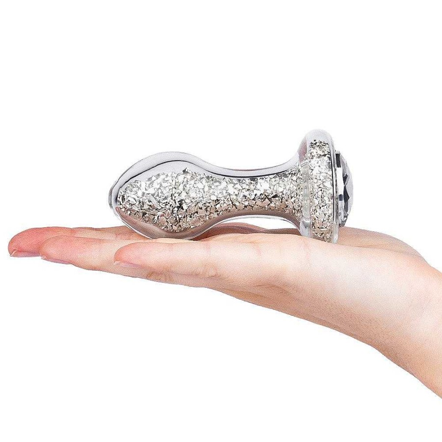 Glacier Glacier Glass Sparkler Jewelled Butt Plug - 4 Inch Silver Butt Plugs