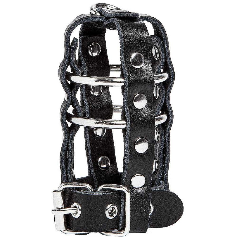 Bondara Torment Reprimand Leather Lockable Gates Of Hell Chastity Cage Black Chastity Devices