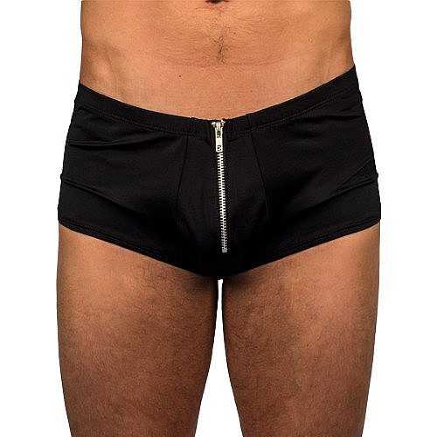 Bondara Lingerie Bondara Man Easy Access Zip-Up Boxer Briefs Black Men'S Sexy Underwear