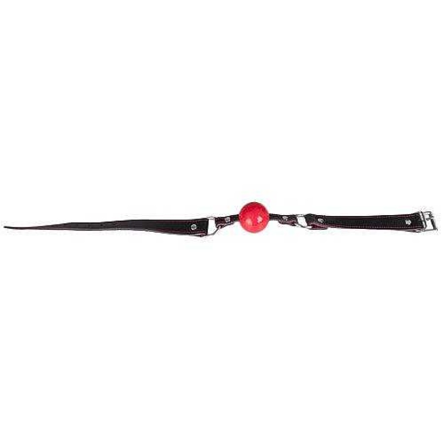 Luxe Bondara Luxe Black And Red Leather Silicone Ball Gag Black With Red Stitching And Red Backing Ball Gags & Mouth Gags