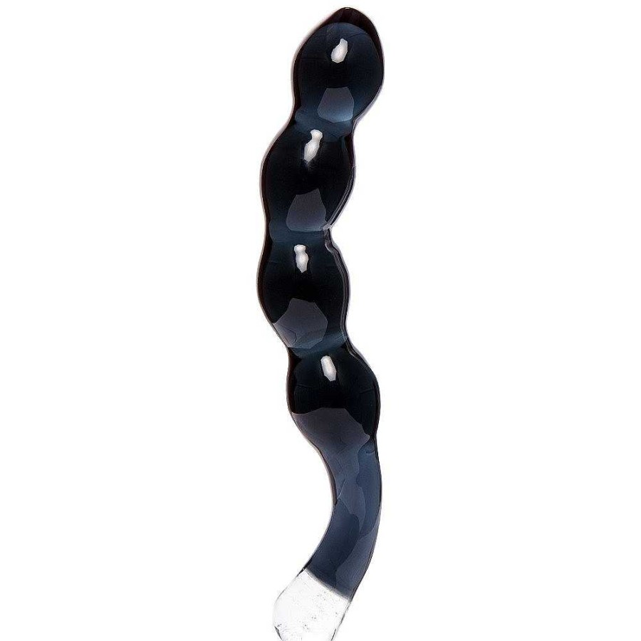 Bondara Glacier Glass Magic Touch Beaded Dildo - 8 Inch Black Butt Plugs