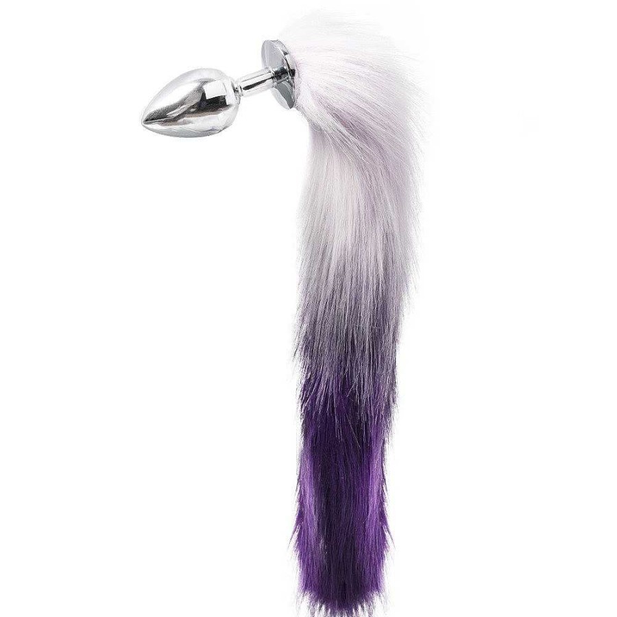 Kinky Tails Kinky Tails Vixen Faux Fur Stainless Steel Tail Butt Plug Purple Anal Toys