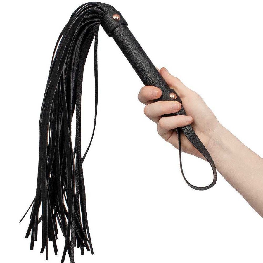 Bondara Bondara Chastiser Studded Faux Leather Flogger - 21 Inch Black Floggers, Whips & Ticklers