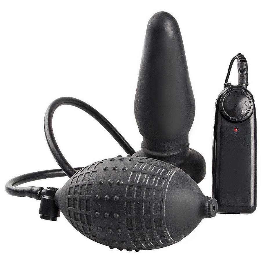 Bondara Bondara Latex Ultimate Inflatable Vibrating Butt Plug - 5.5 Inch Black Anal Toys