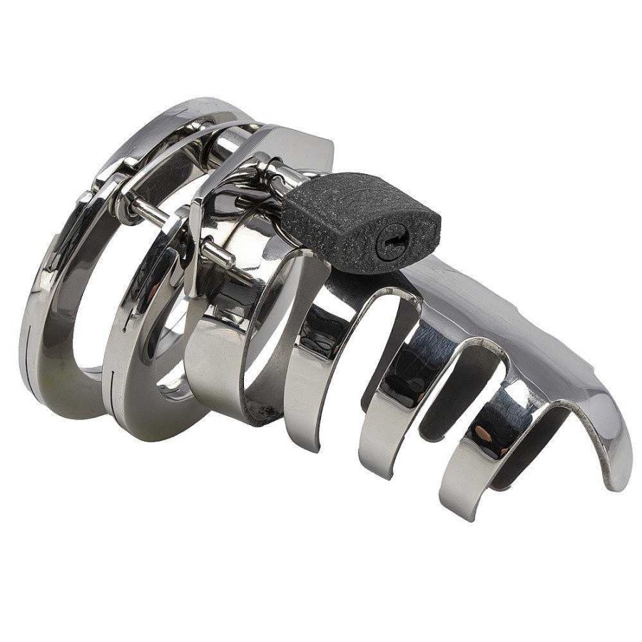 Bondara Torment Commander Stainless Steel Chastity Cage Silver Chastity Devices