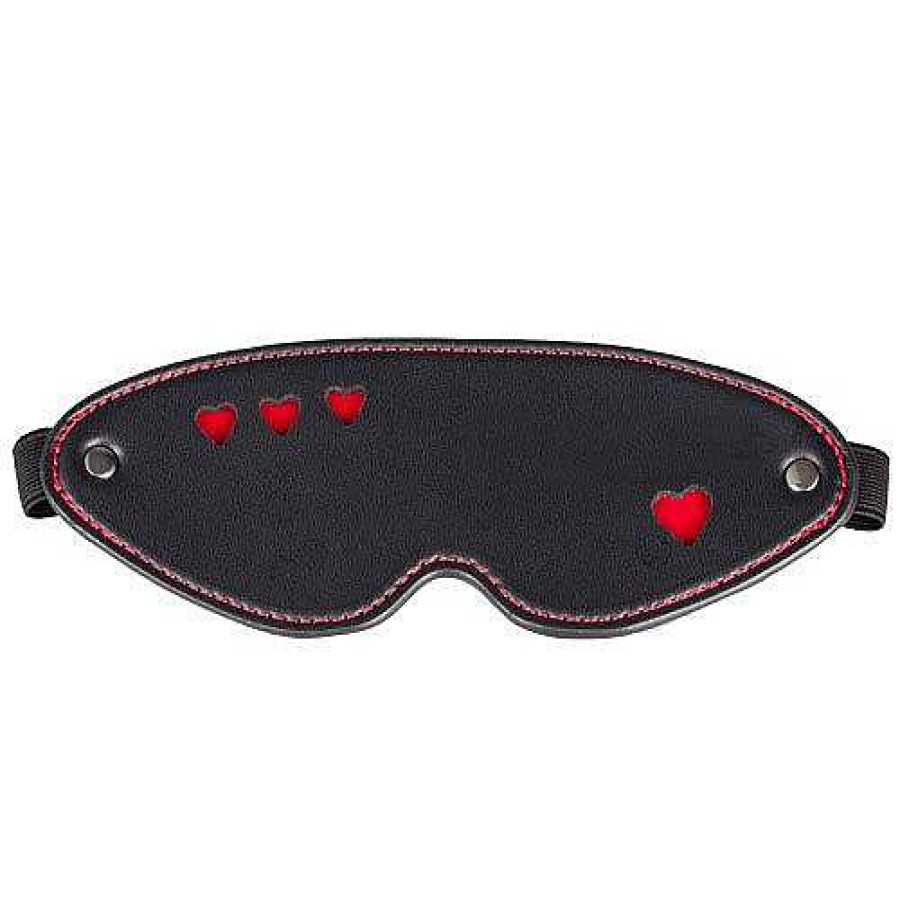 Bondara Bondara Faux Leather Heart Blindfold Black And Red Blindfolds, Hoods & Masks