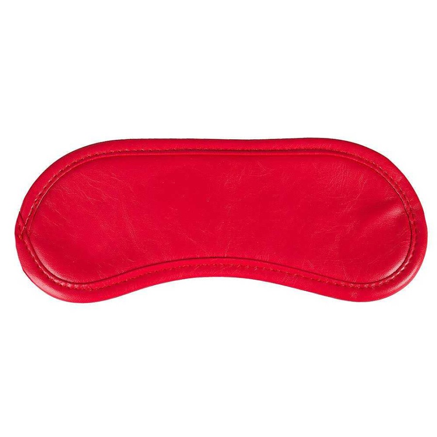 Bondara Bondara Red Desire Faux Leather Blindfold Red And Black Blindfolds, Hoods & Masks