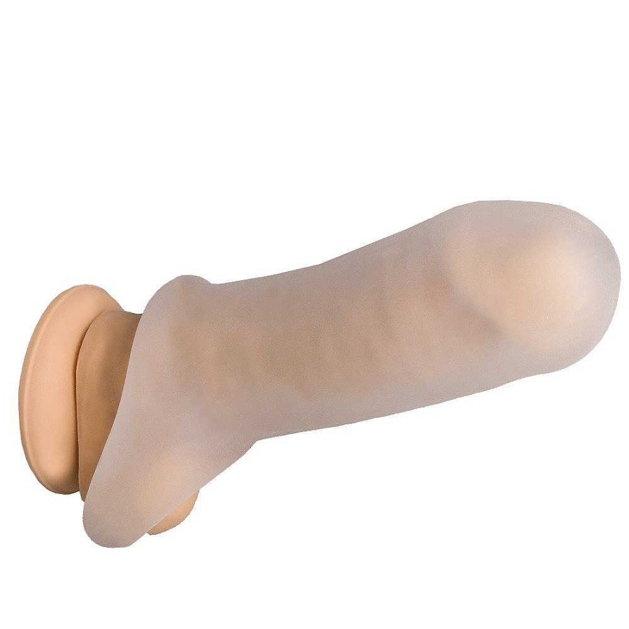 Bondara Bondara Stallion Ribbed Cock Extension Sleeve With Ball Strap White Male Sex Toys