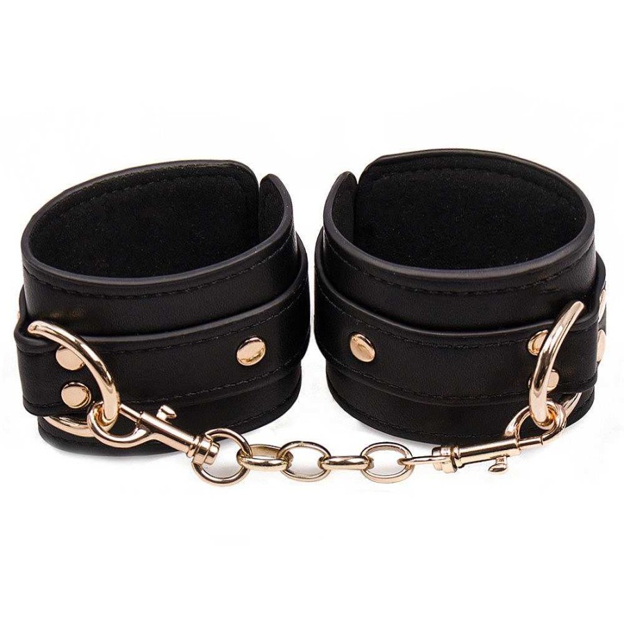 Luxe Bondara Luxe Gilded Cage Faux Leather Ankle Cuffs Black Bondage Restraints & Handcuffs