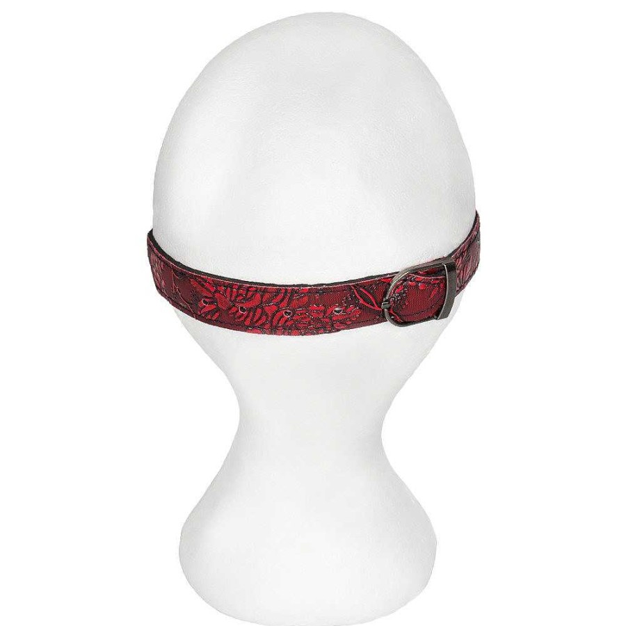 Bondara Bondara Wild Flower Red Floral Faux Leather Ball Gag Red And Black Ball Gags & Mouth Gags