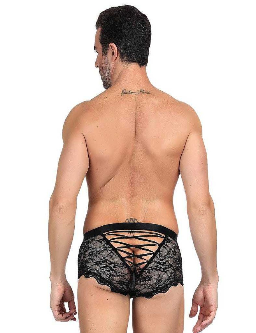 Bondara Man Bondara Man Lace Corset Boxer Briefs Black Men'S Sexy Underwear